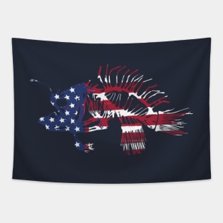 Painted American Flag Deep Sea Angler Skeleton Tapestry