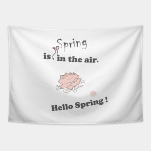 spring-is-in-the-air, hello-spring, spring-quotes, white-pink-black, floral, spring, TeePublic Tapestry