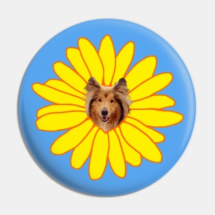 Jolly Collie Yellow Sunflower Blossom Pin