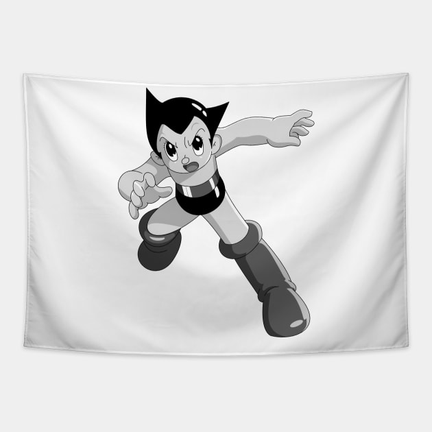 Astro Boy, Fighting Stance Ver. (Grayscale) Tapestry by VioletLilithArt