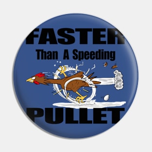 Funny running chicken cartoon Pin