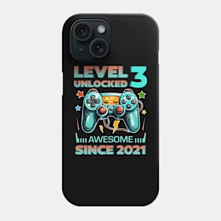 Level 3 Unlocked Awesome Since 2021 3rd b-day Gift For Boys Kids Toddlers Phone Case