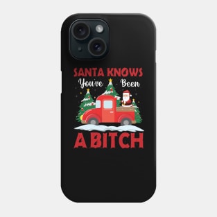 Santa Knows You've Been A Bitch Funny Christmas T-shirt Phone Case