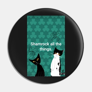 Cat with Shamrocks Pin