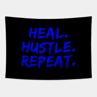 Heal Hustle Repeat Neon Blue Tapestry