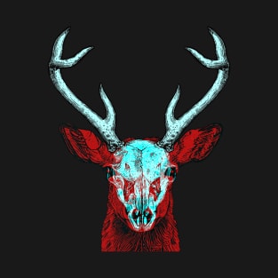 Deer Skull Interactive Red&Blue Filter T-Shirt #2 T-Shirt