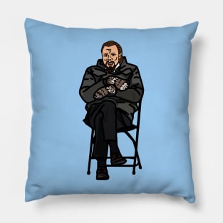 Laughing Leonardo in Bernie Sanders Mittens Memes Pillow