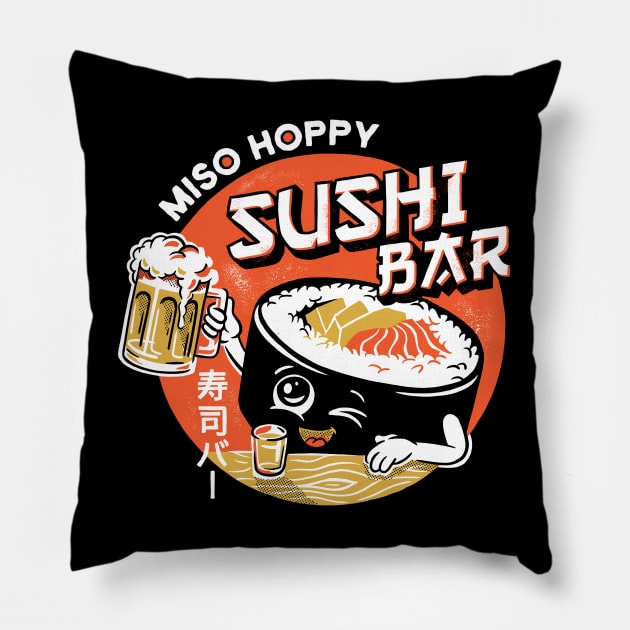 Sushi Bar - black tee Pillow by CPdesign