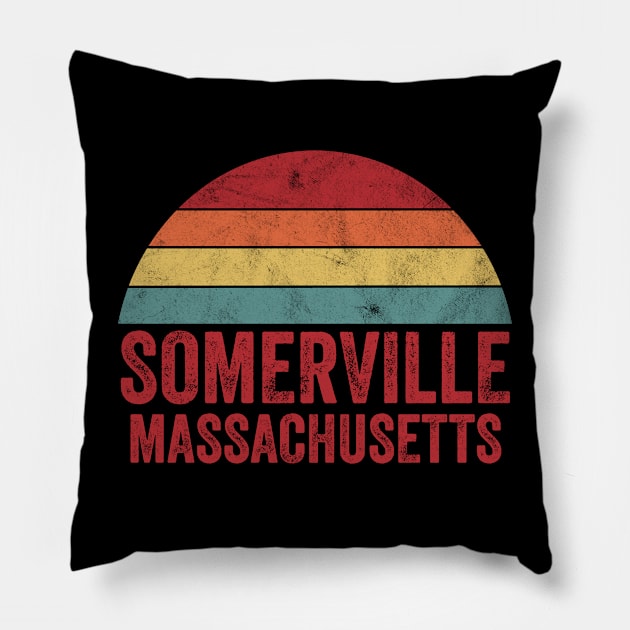 Somerville city Massachusetts Vintage 70s 80s Distressed Retro Pillow by Opal Designs