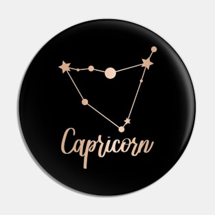 Capricorn Zodiac In Rose Gold - Black Pin