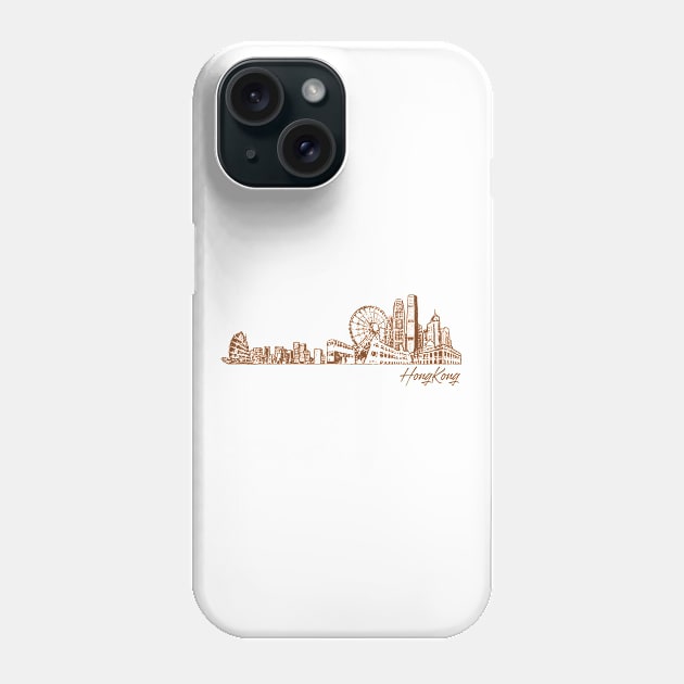 Hong Kong hand drawn skyline Phone Case by SerenityByAlex