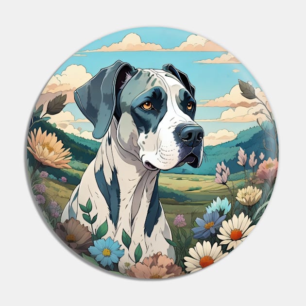 Harlequin Great Dane Landscape Pin by Pet And Petal