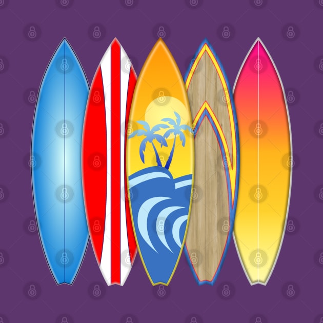 Retro Surfboards Beach by macdonaldcreativestudios