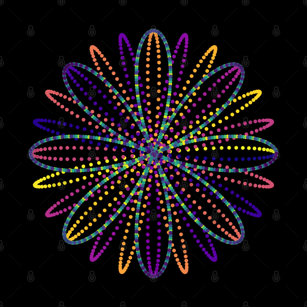 Fireworks Flower | Rainbow Rose Curve Black by aRtVerse