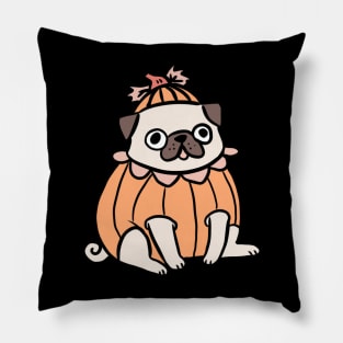 Cute little halloween pumpkin pug Pillow