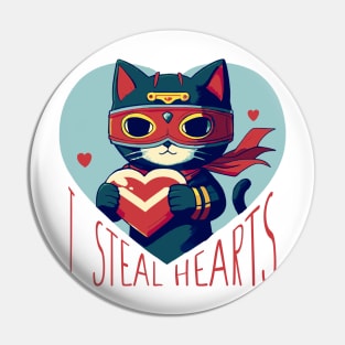 CAT SUPERHERO WITH HEART Pin