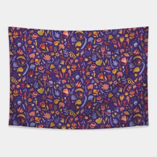 Paper Cut Magic Garden at Night Tapestry