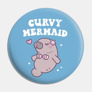 Funny Manatee Curvy Mermaid Pin