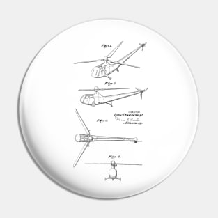 Helicopter Vintage Patent Hand Drawing Pin