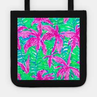 Pink palms tropical forest watercolor seamless pattern Tote