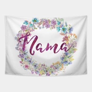 Mama | Watercolor Flower Wreath Tapestry