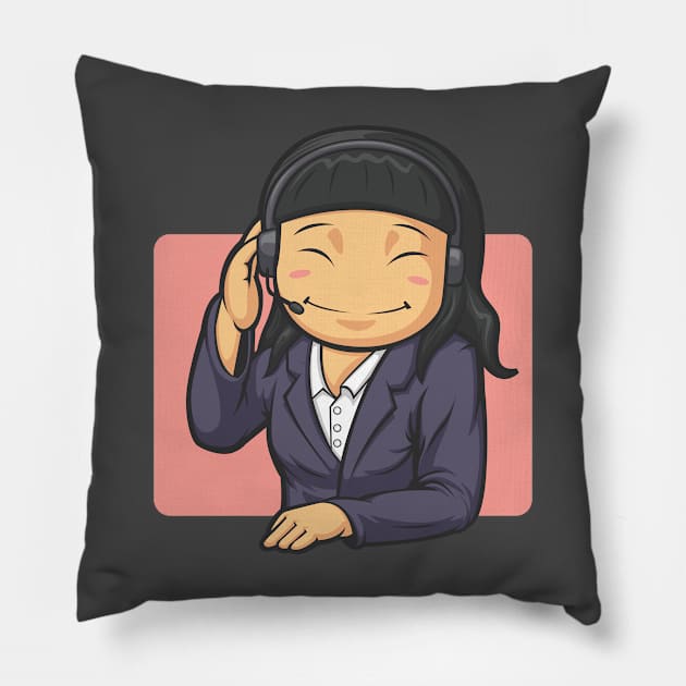 Call Center Worker Woman Pillow by Asykar