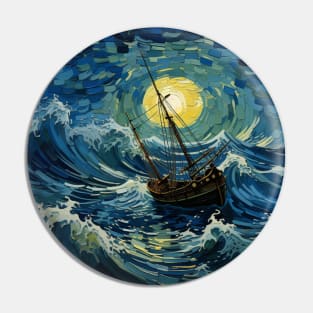 Ship on Storm Sea Pin