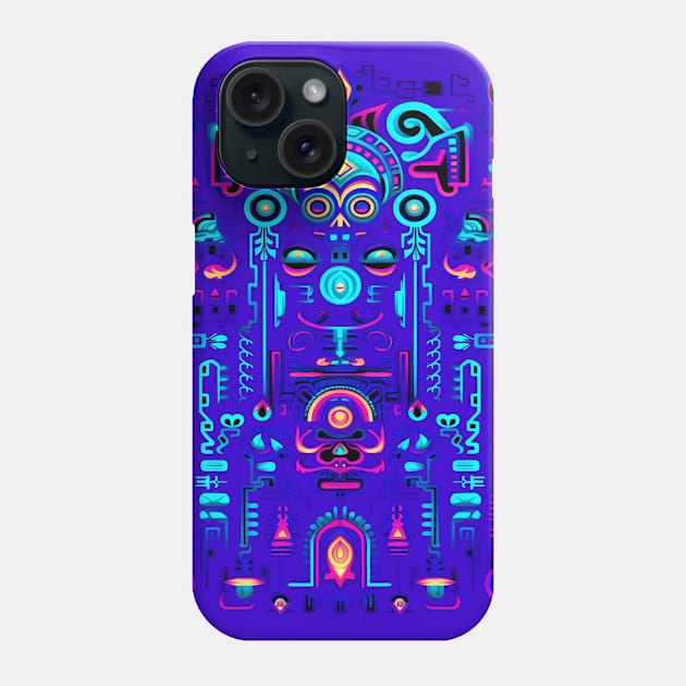 Blacklight Huichol Art Canvas Phone Case by Xinamba