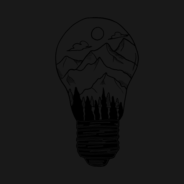 Mountains in a lightbulb creative handdrawn Gift by Mesyo