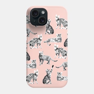 Bengal Kittens Grey Seamless Pattern Phone Case