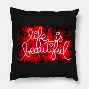 Banksy Life Is Beautiful Neon Style Pillow