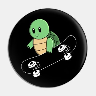 Green Turtle on Skateboard Pin