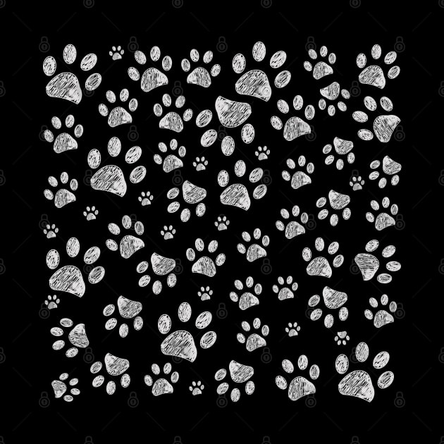 Doodle white paw prints by GULSENGUNEL