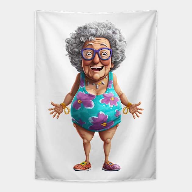 Summer Grandma #1 Tapestry by Chromatic Fusion Studio