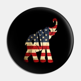 Elephant American Flag Vintage Pin