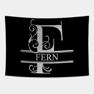 Fern Name - Silver Metallic Style  Monogram Letter F The Fern Name Gift For Fern Tapestry