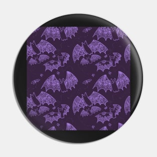 Dark Purple with Lilac Lace Spooky Halloween Bats Pin