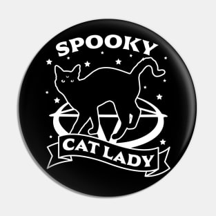 Spooky Cat Lady - Funny Goth Halloween Black Cat Lover Pin