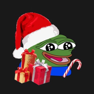 Christmas Peepo Pepe The Frog Meme Happy Cute Wholesome T-Shirt