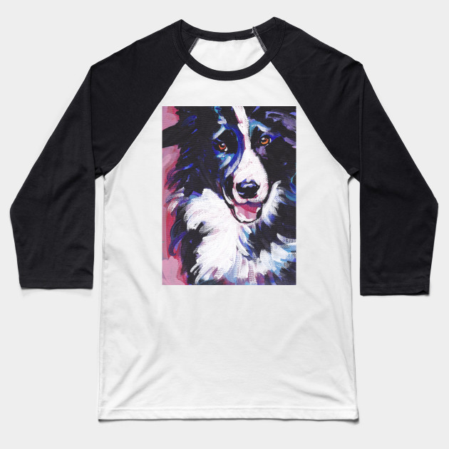 Border Collie Bright Colorful Pop Dog Art Border Collie Dog Baseball T Shirt Teepublic