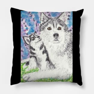 Husky dog art Pillow