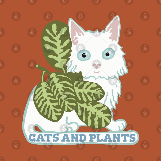 Cats and Plants White Cat by Janpaints