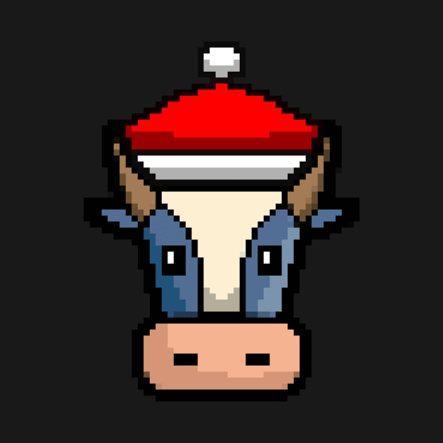 Cow Pixelated Christmas - Funny Cow Xmas by Anassein.os