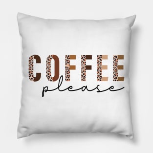 Coffee Please Leopard Print Pillow