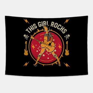 This Girl Rocks // Rock 'n Roll Girl // Guitar Player Tapestry