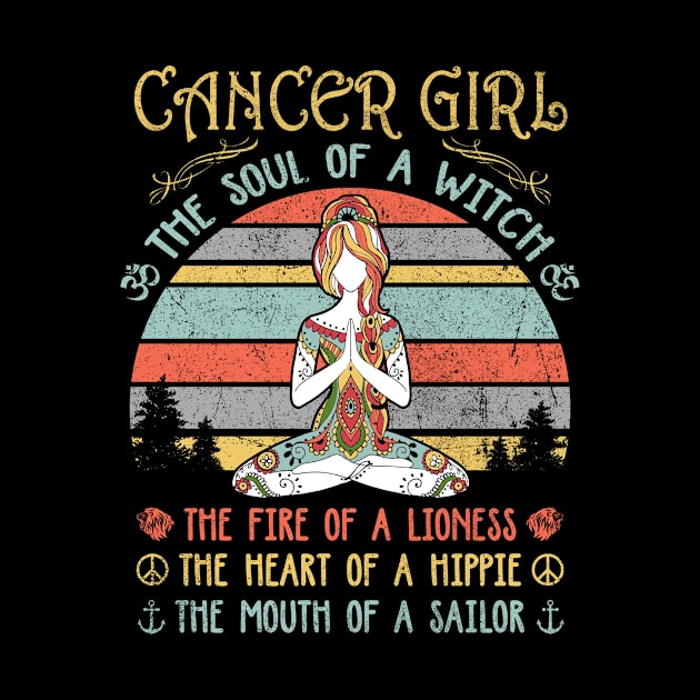 Cancer Girl The Soul Of A Witch Vintage Yoga Cancer Girl Birthday Gift by Shops PR