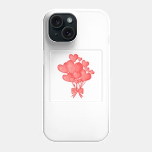 Valentine's day background with heart balloons with ribbon. Phone Case