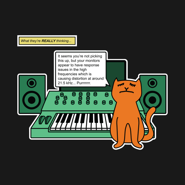 Cat on Music Studio Desk with Analogue Synthesizer by Atomic Malibu