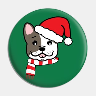 Christmas French Bulldog In Santa Hat Cute Holiday Dog Pin