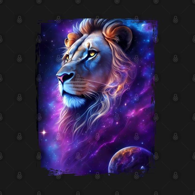 Lion on galaxy by Tiago Augusto